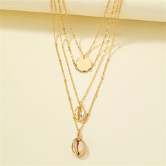 Shell & 18K Gold-Plated Round Pendant Layered Necklace