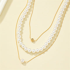 Pearl & 18K Gold-Plated Beaded Layered Necklace