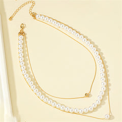 Pearl & 18K Gold-Plated Beaded Layered Necklace