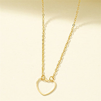18K Gold-Plated Open Heart Pendant Necklace, gold pendant necklace for women, dainty minimalist design, side view