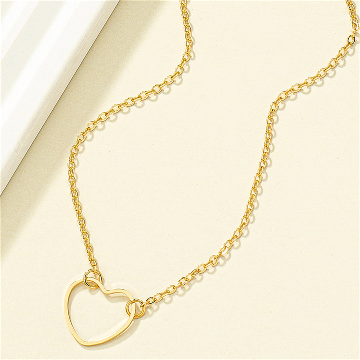18K Gold-Plated Open Heart Pendant Necklace, gold pendant necklace for women, dainty minimalist design, lifestyle look
