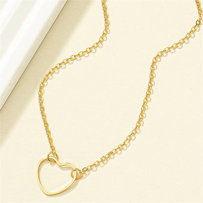 18K Gold-Plated Open Heart Pendant Necklace, gold pendant necklace for women, dainty minimalist design, lifestyle look