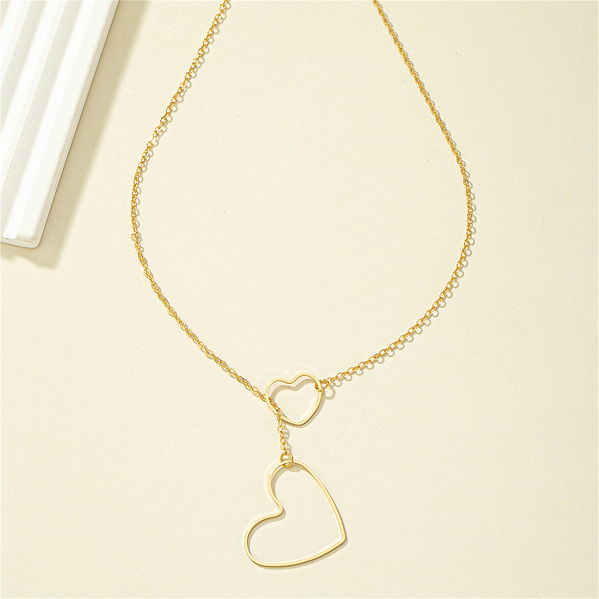 18K Gold-Plated Open Heart Lariat Necklace