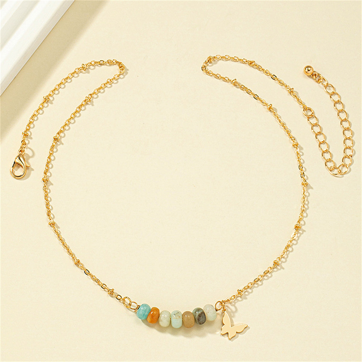 Quartz & 18K Gold-Plated Multicolor Bead Butterfly Necklace