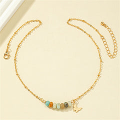 Quartz & 18K Gold-Plated Multicolor Bead Butterfly Necklace