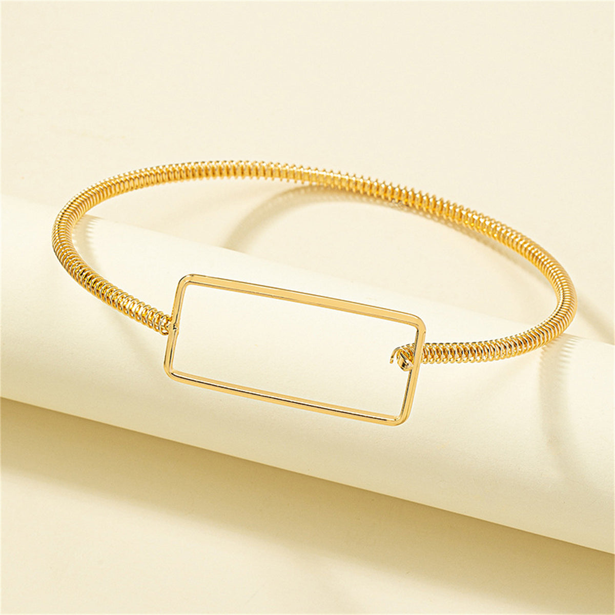 18K Gold-Plated Openwork Rectangle Choker Necklace