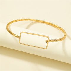 18K Gold-Plated Openwork Rectangle Choker Necklace