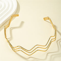 18K Gold-Plated Wave Layered Choker Necklace