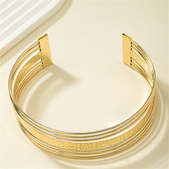 18K Gold-Plated Hammered Layered Choker