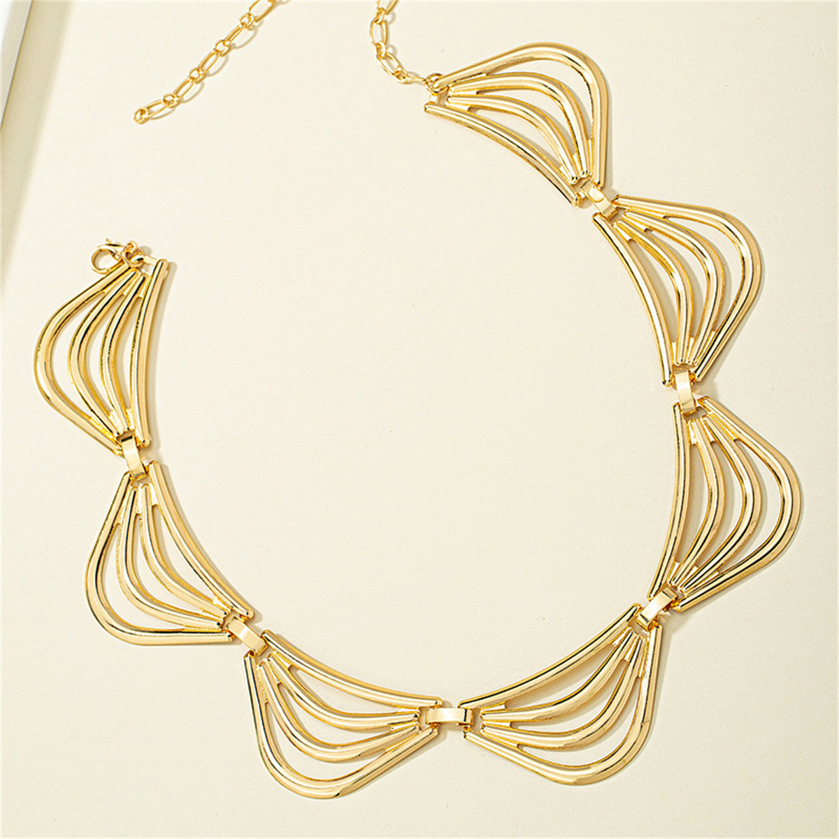 18K Gold-Plated Triangle Station Choker, chunky gold choker necklace, everyday style, lifestyle look