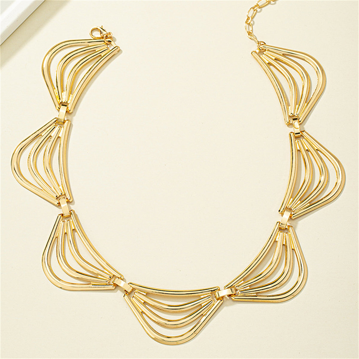 18K Gold-Plated Triangle Station Choker, chunky gold choker necklace, everyday style, side view