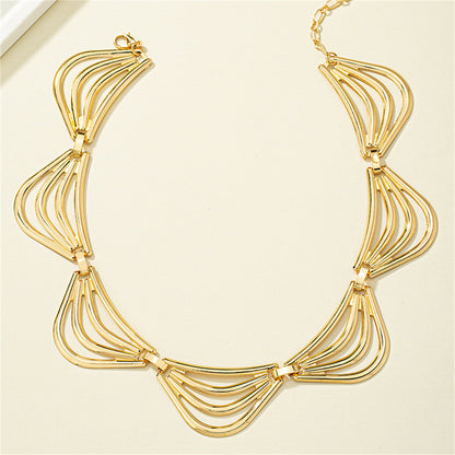 18K Gold-Plated Triangle Station Choker, chunky gold choker necklace, everyday style, side view