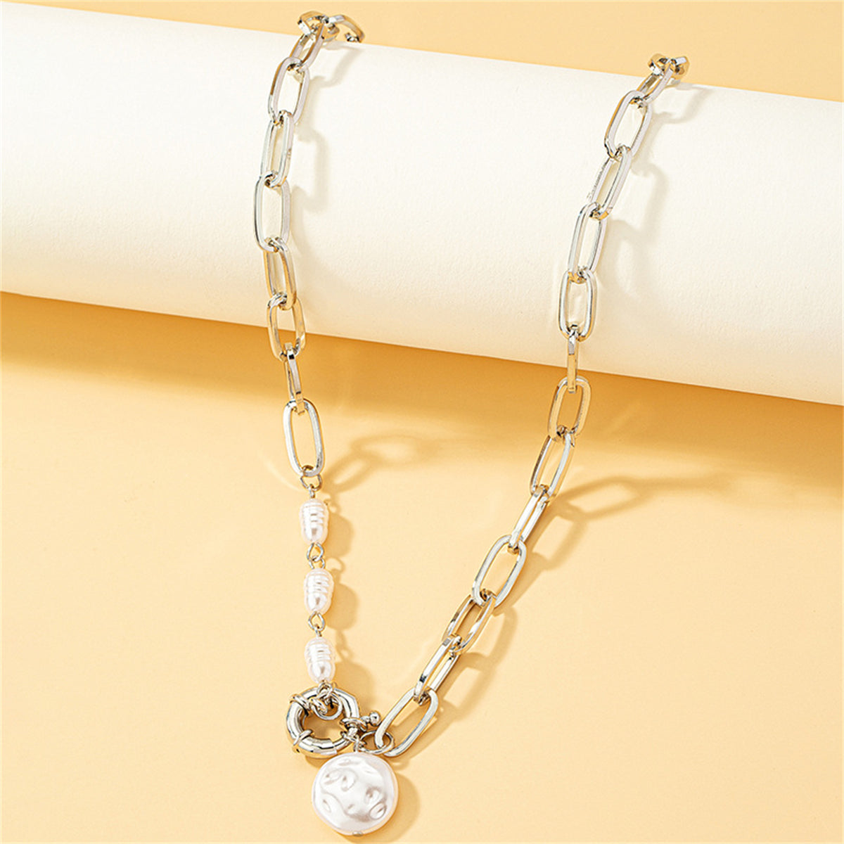 Pearl & Silver-Plated Pendant Necklace