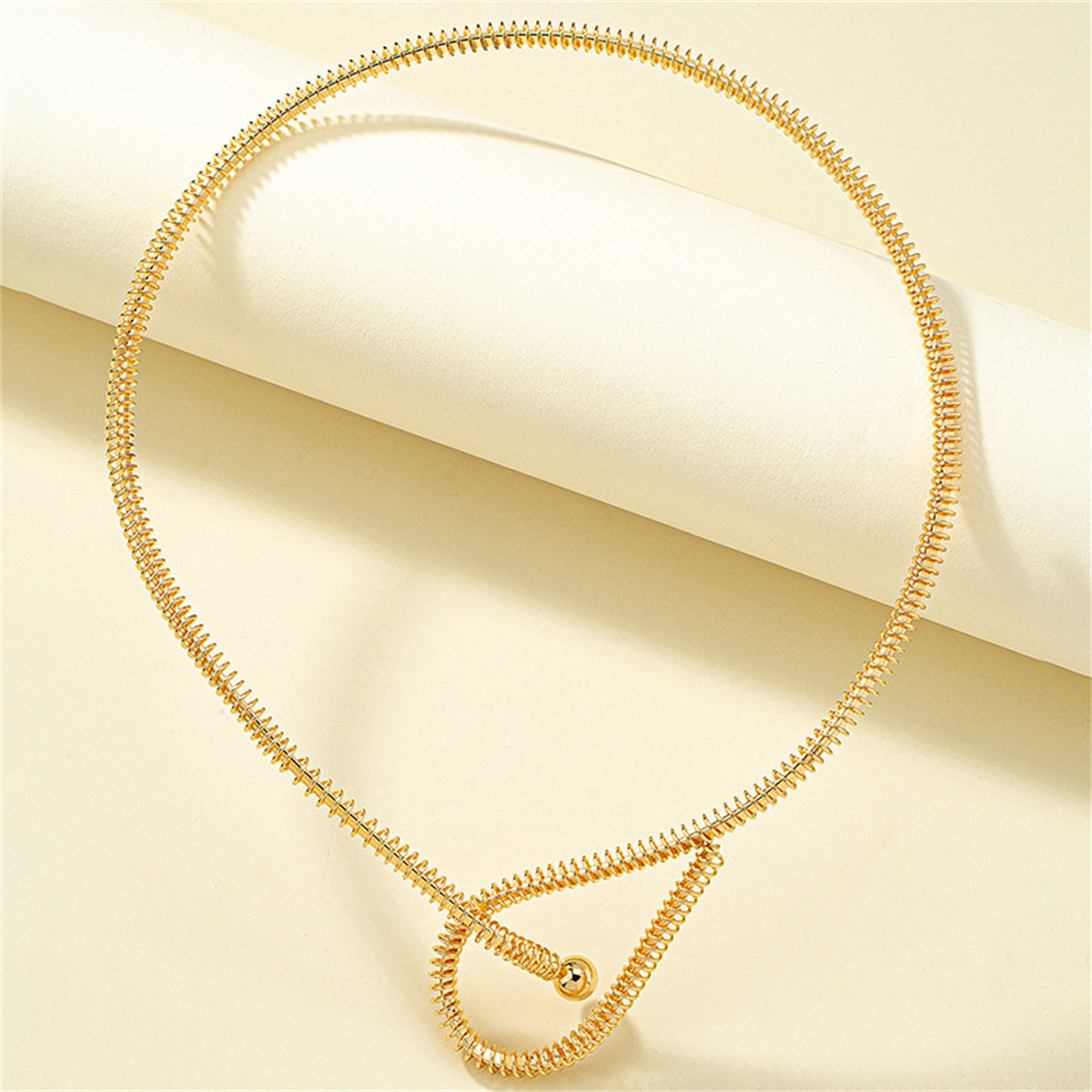 18K Gold-Plated Textured Knot Choker Necklace