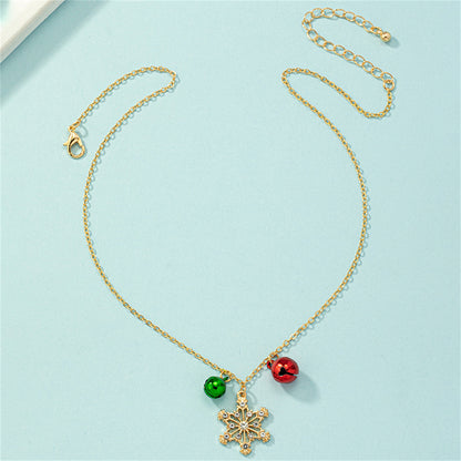 Cubic Zirconia and 18K Gold-Plated Snowflake Bell Pendant Necklace, gold pendant necklace for women, lifestyle look