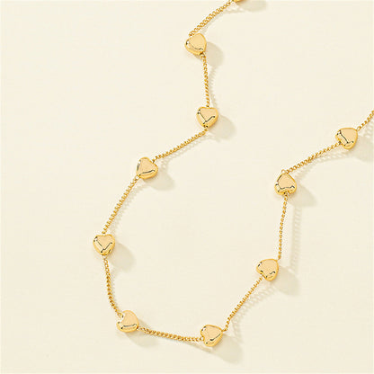 18K Gold-Plated Heart Station Necklace, gold pendant necklace for women, elegant gift for her, lifestyle look