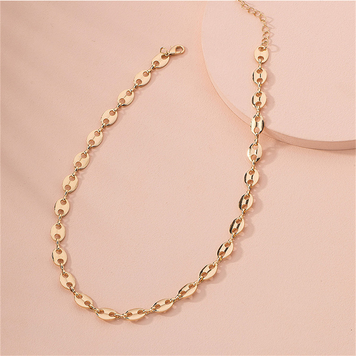 18K Gold-Plated Mariner Chain Necklace, gold pendant necklace for women, botanical inspired, side view