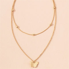 18K Gold-Plated Butterfly Layered Pendant Necklace