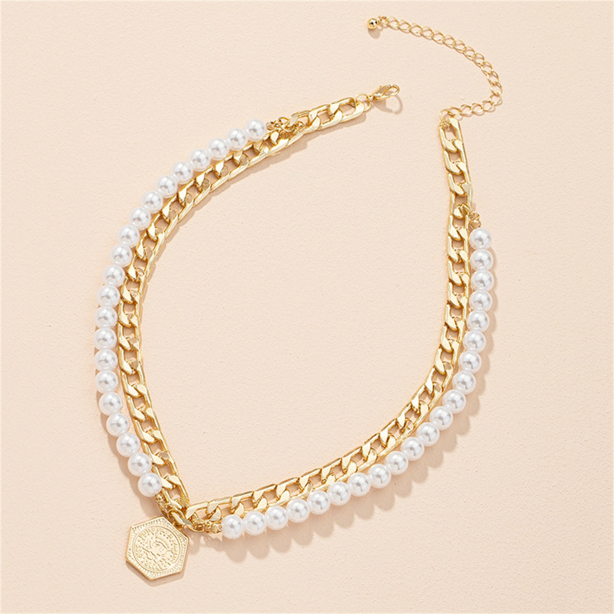 Pearl & 18K Gold-Plated Coin Layered Pendant Necklace