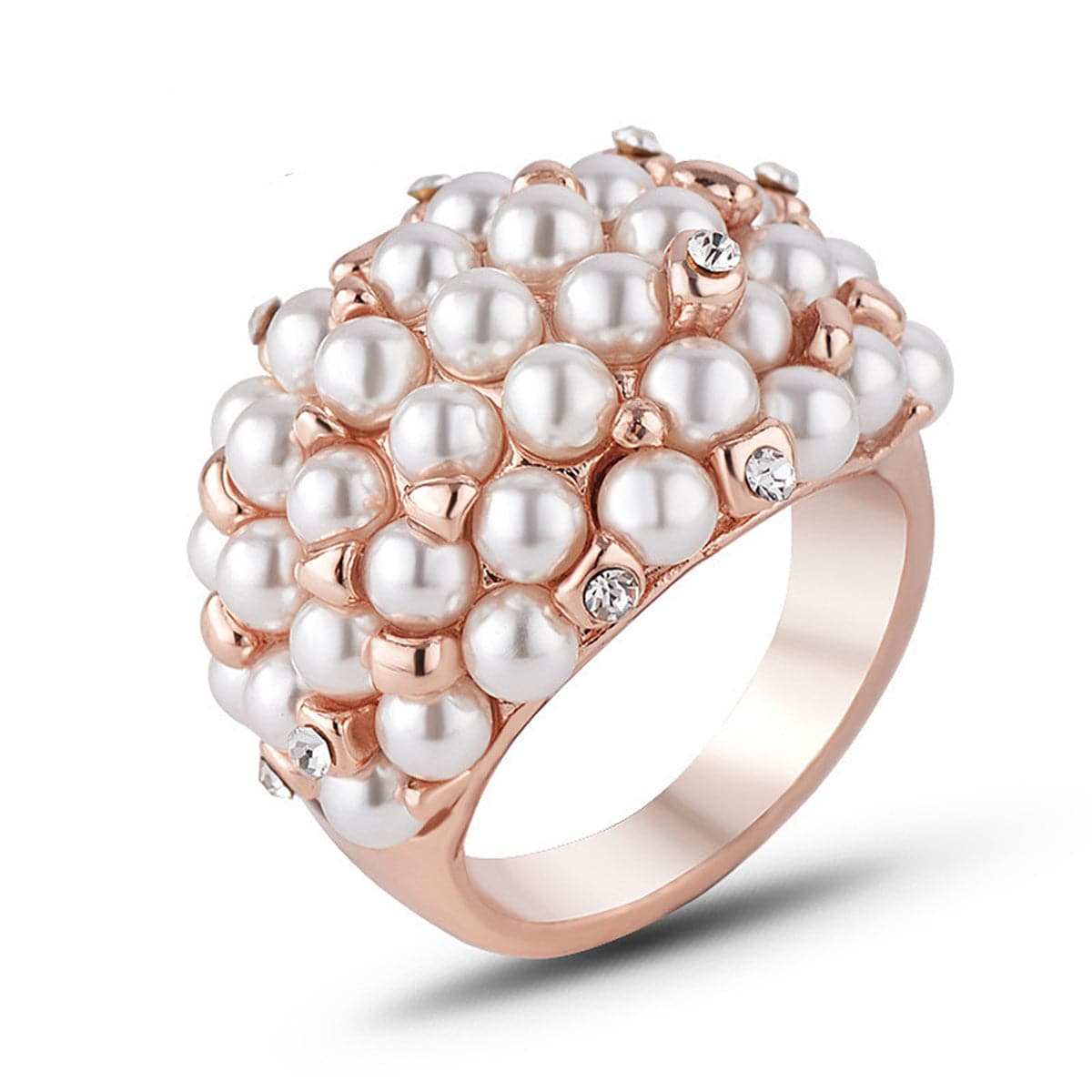 cubic zirconia & Imitation Pearl Promise Ring - streetregion