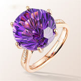 Purple Crystal & Cubic Zirconia Adjustable Ring