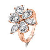Crystal & Rose Goldtone Floral Ring