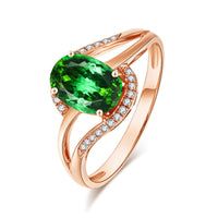 Emerald Cubic Zirconia & Crystal Oval Ring