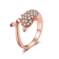 Cubic Zirconia & 18k Rose Gold-Plated Pavé Dolphin Ring