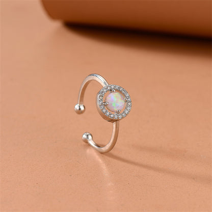 Opal and Cubic Zirconia Openwork Ring, statement rings for women, everyday style, detail close-up