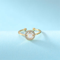 Opal & Cubic Zirconia 18K Gold-Plated Openwork Ring