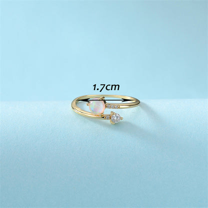 Opal and Cubic Zirconia 18K Gold-Plated Bypass Ring, gold statement rings for women, botanical inspired, styled look