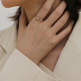 Cubic Zirconia & 18k Rose Gold-Plated Butterfly Bypass Ring