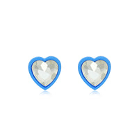 Blue & Crystal Heart Stud Earrings