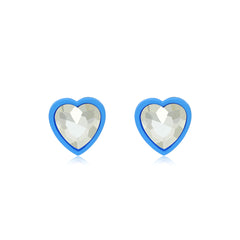 Blue & Crystal Heart Stud Earrings