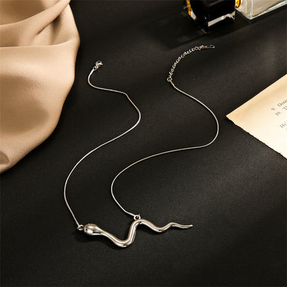 Stainless Steel Snake Bar Necklace, stainless steel pendant necklace for women, dainty minimalist design, styled look
