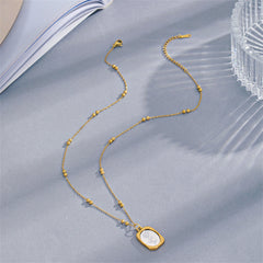 Two-Tone Rose Oval Pendant Necklace