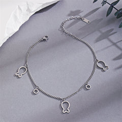 Silver-Plated Openwork Fish Station Anklet