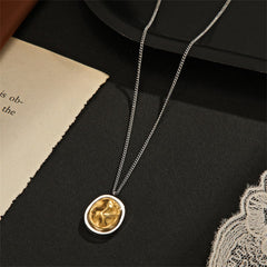 Two-Tone Oval Pendant Necklace