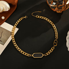 Black Acrylic & 18K Gold-Plated Curb Chain Necklace