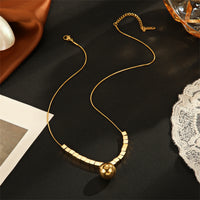 18k Gold-Plated Cube-Bead Ball Pendant Necklace
