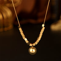 18k Gold-Plated Cube-Bead Ball Pendant Necklace