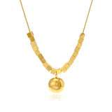 18k Gold-Plated Cube-Bead Ball Pendant Necklace