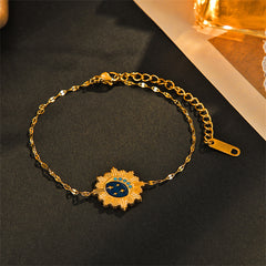 Blue Enamel & Rsein 18K Gold-Plated Celestial Charm Bracelet