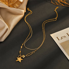 Turquoise & 18K Gold-Plated Star Layered Pendant Necklace