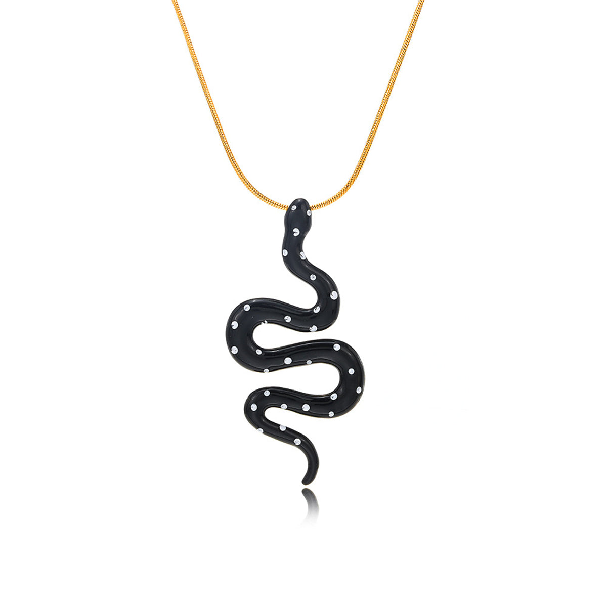 Black & Cubic Zirconia Snake Pendant Necklace