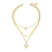Shell & 18k Gold-Plated Snake Chain Layered Pendant Necklace