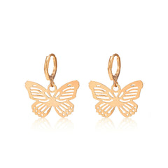 18K Gold-Plated Openwork Butterfly Huggie Drop Earrings