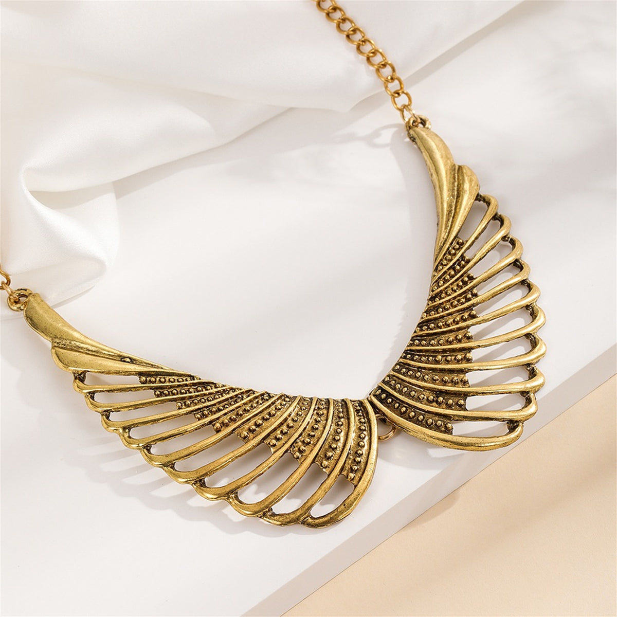 18K Gold-Plated Wing Bib Necklace, gold pendant necklace for women, botanical inspired, styled look