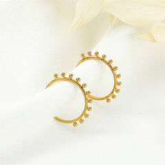 Elegant 18K gold-plated huggie earrings adorned with delicate beads, perfect for adding a touch of sophistication to any outfit.
