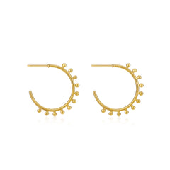 Stunning 18K gold-plated huggie earrings featuring small beads, ideal for a chic and stylish accessory to elevate your look.